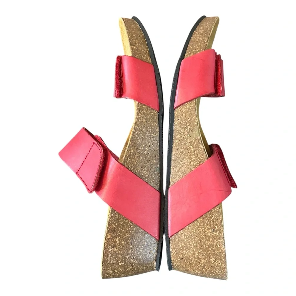 Eric Michael Red Cork Wedge Sandals